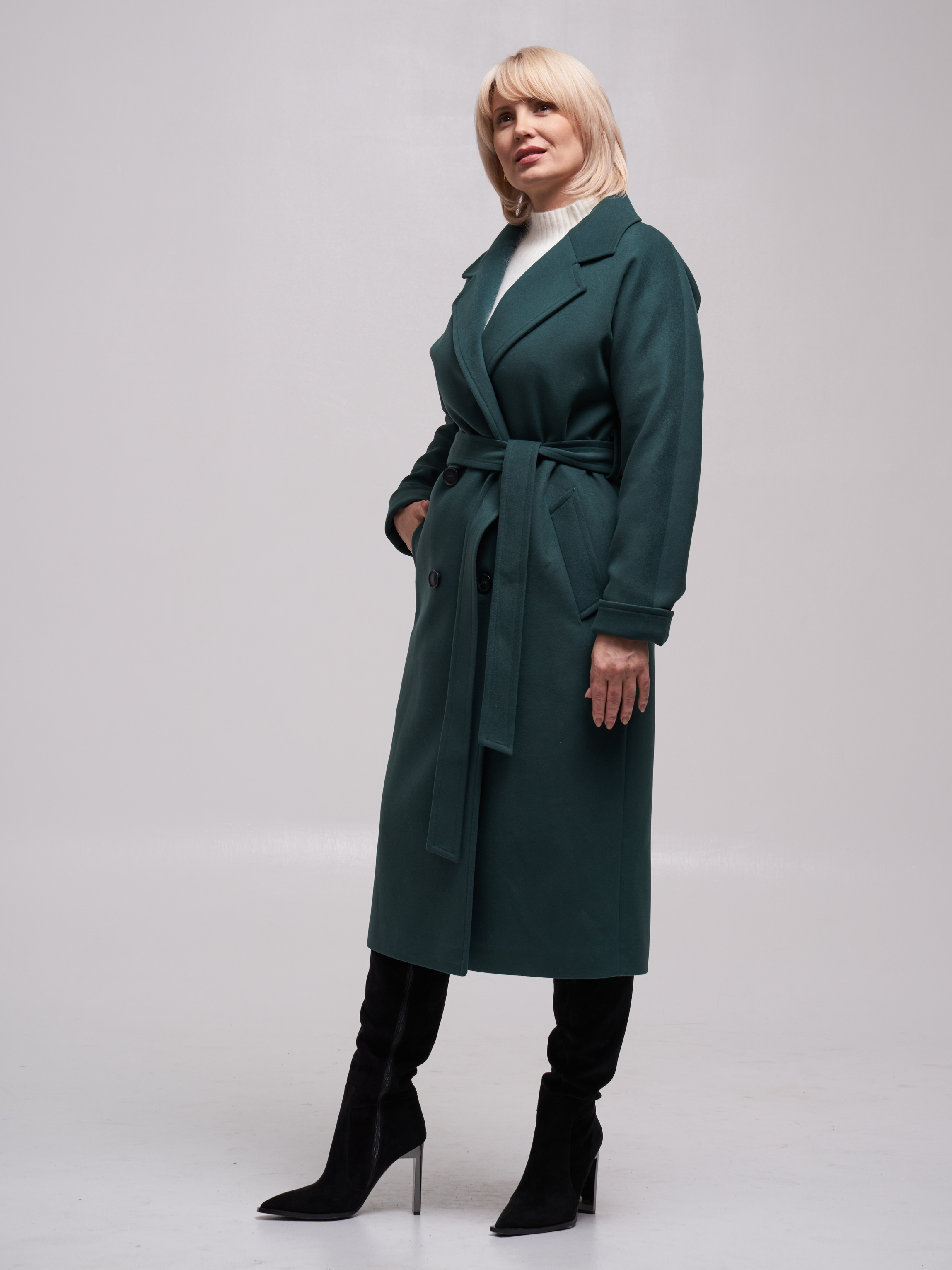 Пальто женское MILADY G125 зеленое 42 RU