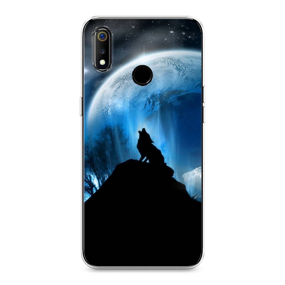 

Чехол на Realme 3 "Волк 2", Синий;черный;белый, 251050-1