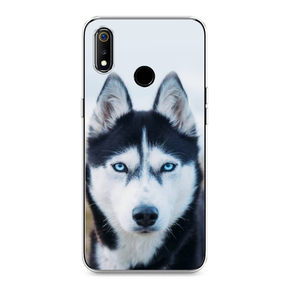 

Чехол на Realme 3 "Хаски 2", Синий;белый, 251050-1