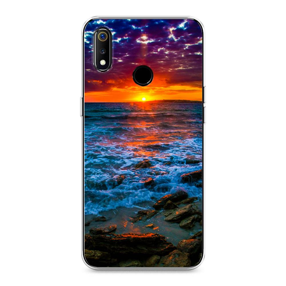 

Чехол на Realme 3 "Закат 1", Оранжевый;синий, 251050-2