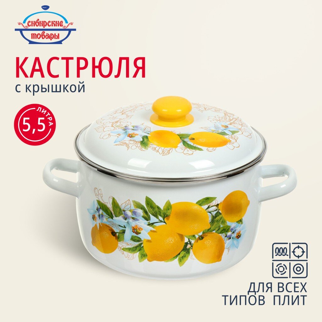 Кастрюля Сибирские товары Лимоны 3MC221P 5.5 л с крышкой