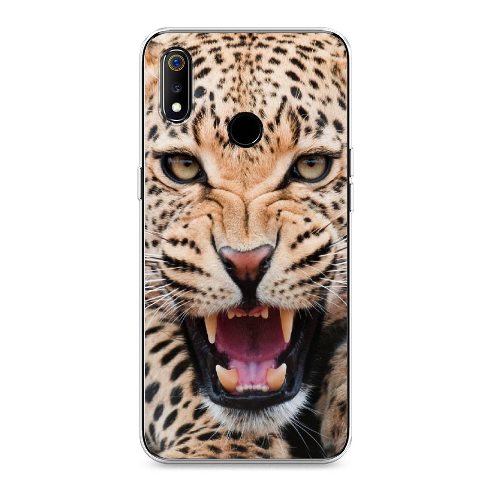 

Чехол на Realme 3 "Леопард 3d", Бежевый;черный, 251050-6