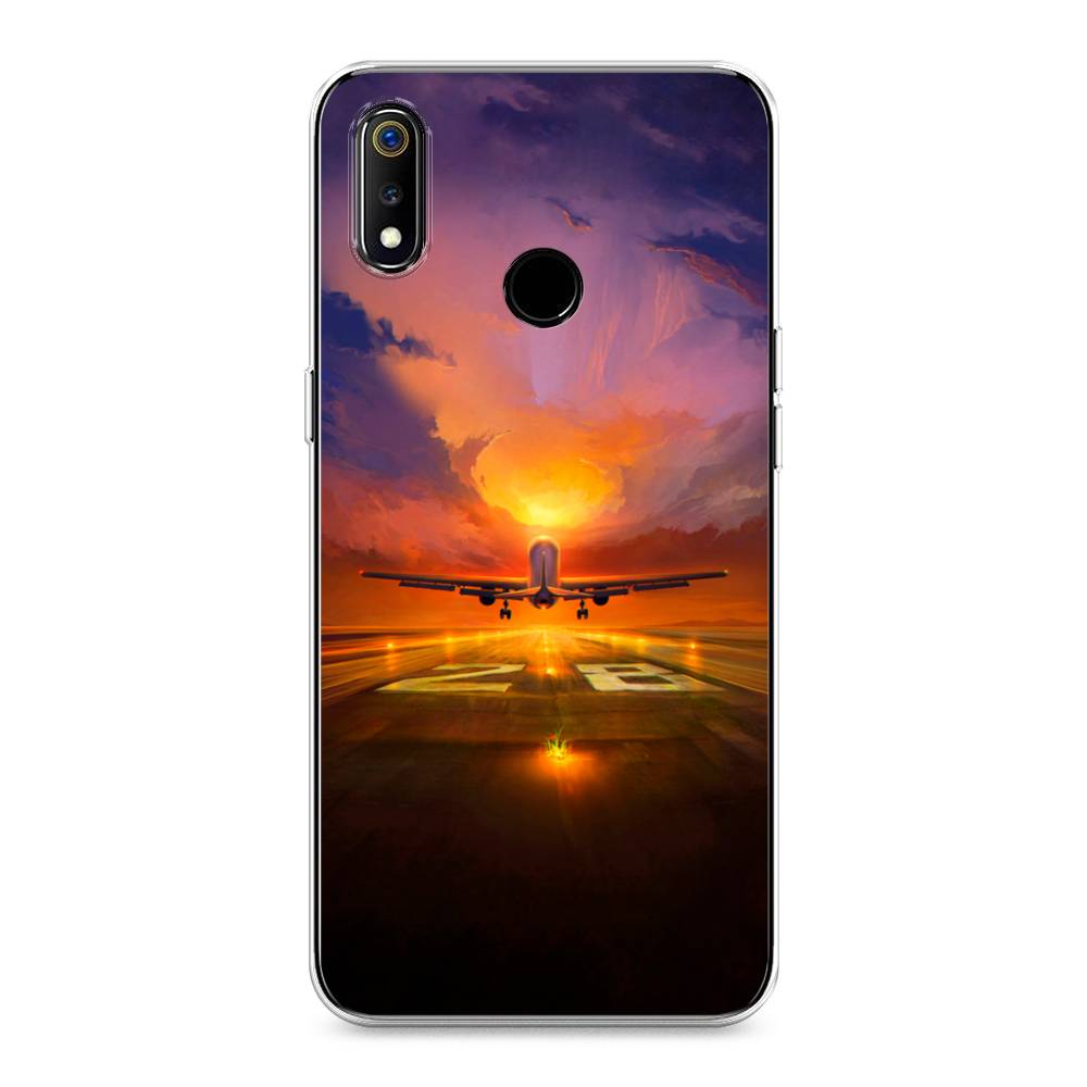 

Чехол на Realme 3 "Самолет на посадке", Оранжевый;синий, 251050-6