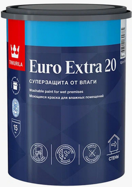 TIKKURILA Euro Extra 20 base С под колеровку краска моющаяся для влажных помещений (0,9л)