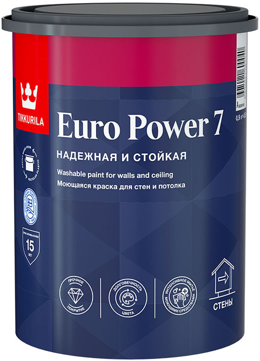 TIKKURILA Euro Power 7 base C под колеровку краска моющаяся для стен и потолка (0,9л)