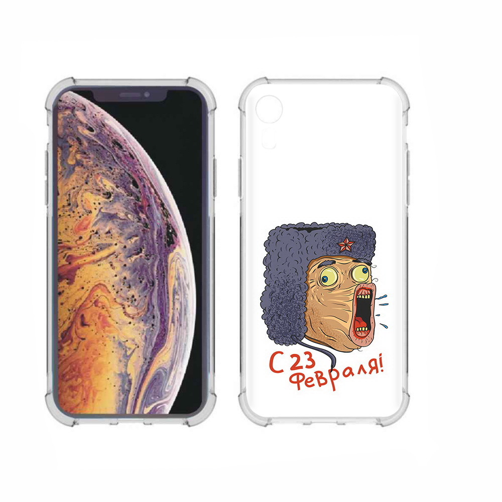 

Чехол MyPads Tocco для Apple iPhone XR 23 февраля смешная эмоция, Прозрачный, Tocco