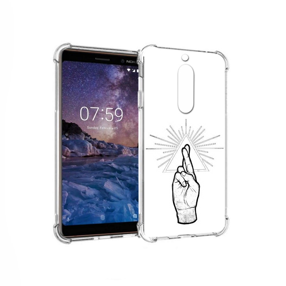 

Чехол MyPads Tocco для Nokia 7 черно белая рука (PT95887.123.681), Прозрачный, Tocco