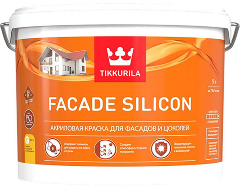 TIKKURILA Facade Silicon base С под колеровку акриловая краска для фасадов и цоколей (9л)
