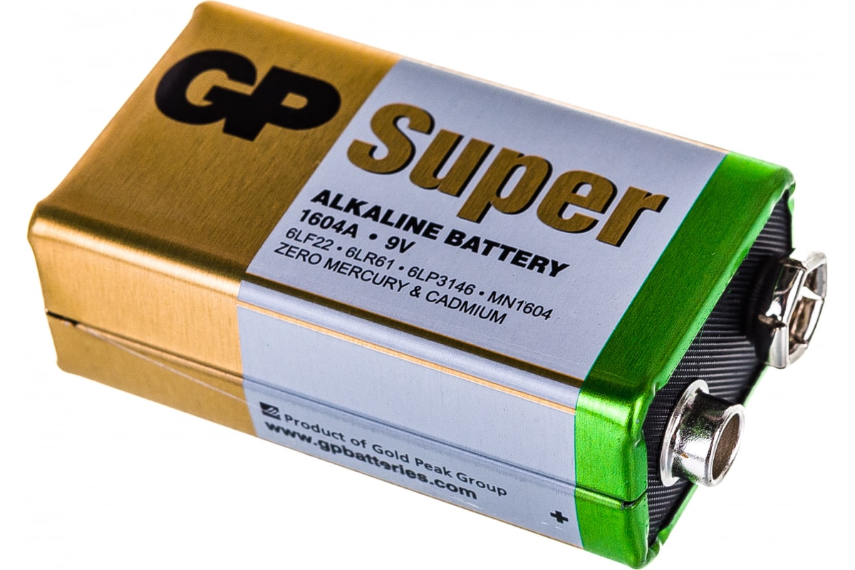 

Алкалиновая батарейка GP Крона 1 шт Super Alkaline 1604A-5CR1 10/200