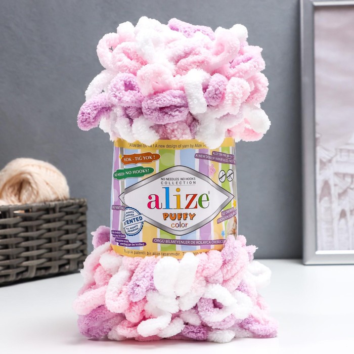 

Пряжа Puffy color 100 % микрополиэстер 9м/100г (6051), Розовый