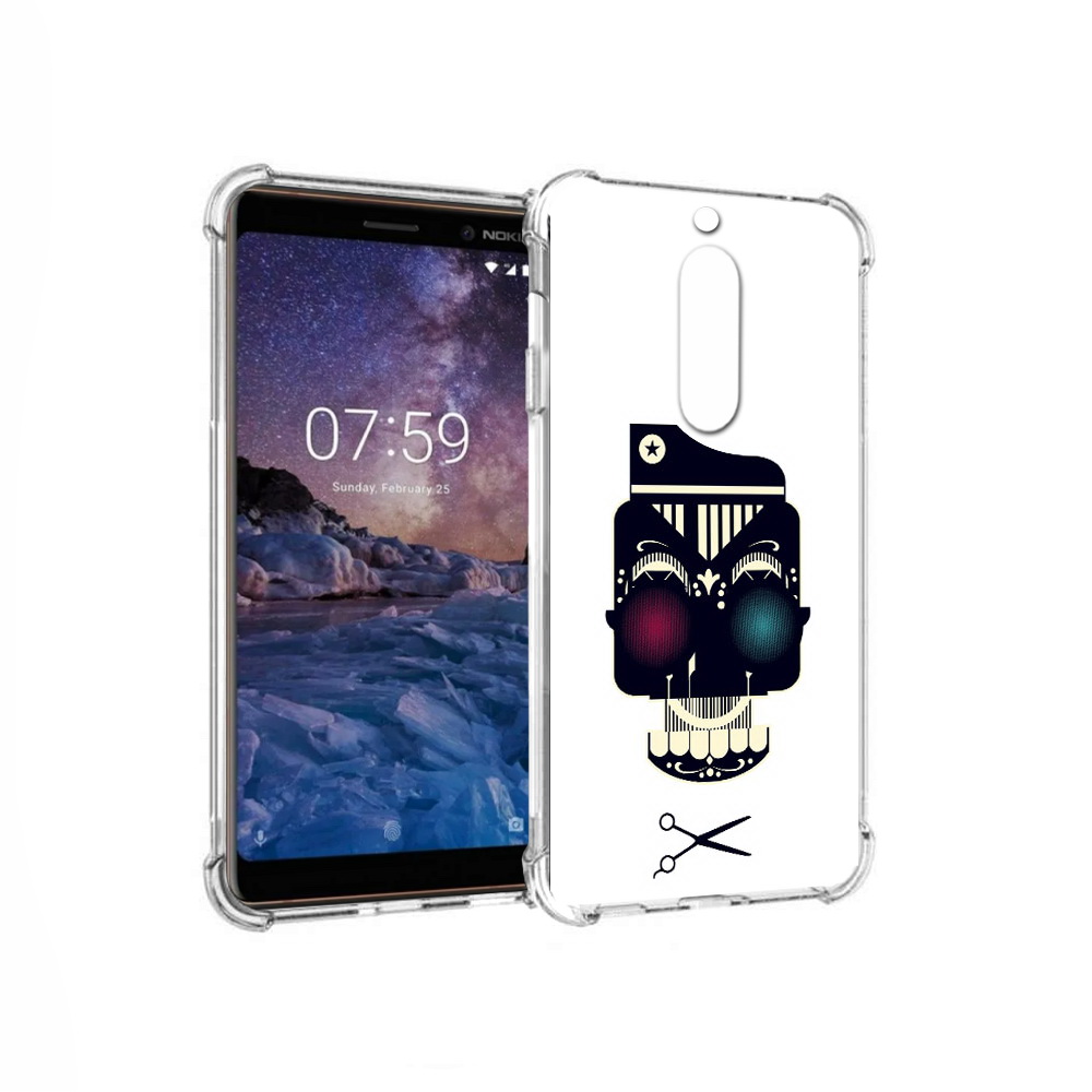 

Чехол MyPads Tocco для Nokia 7 черно белый скелет с яркими глазами (PT95887.123.687), Прозрачный, Tocco