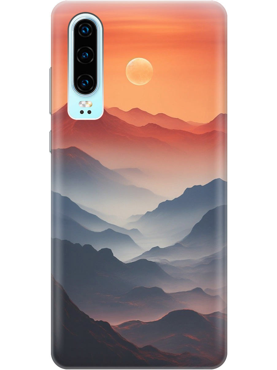 

Силиконовый чехол на Huawei P30 с принтом "Луна над горами", Прозрачный;оранжевый;черный, 720762510