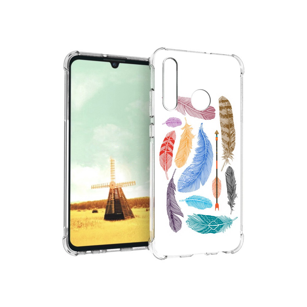 

Чехол MyPads Tocco для Huawei P Smart+ разноцветные перья, Прозрачный, Tocco