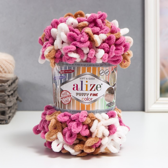 

Пряжа Alize Puffy Fine Color 100% микрополиэстер 14,5м/100гр 6402, Разноцветный, Puffy Fine Color