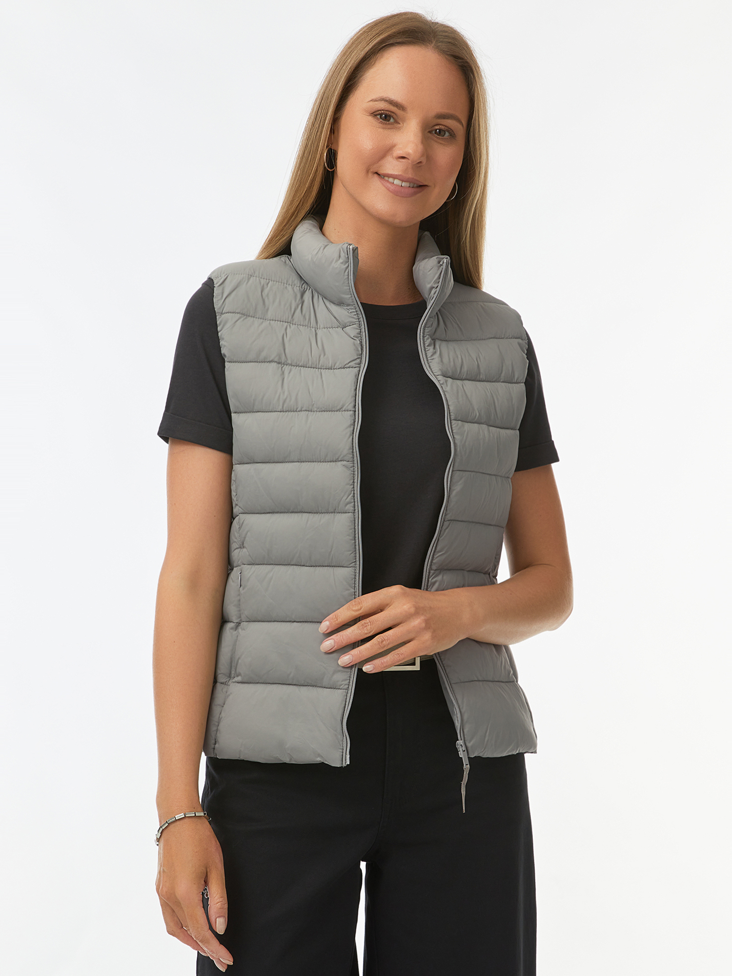 

Утепленный жилет женский oodji 19400112 серый 36/170, 19400112