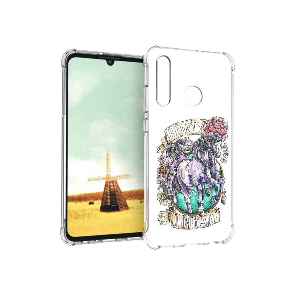 

Чехол MyPads Tocco для Huawei P Smart+ рисунок коней в цветах, Прозрачный, Tocco