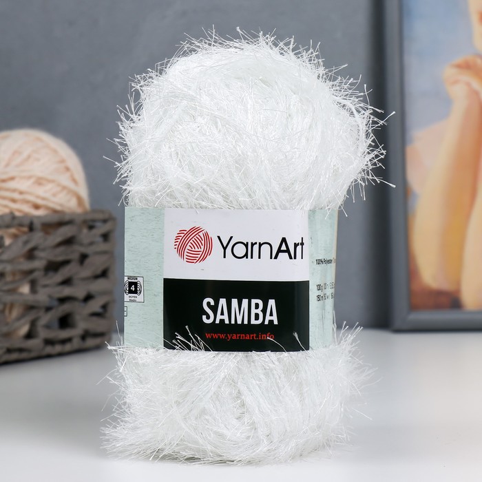 

Пряжа Samba 100% полиэстер 150м/100гр (01 белый)