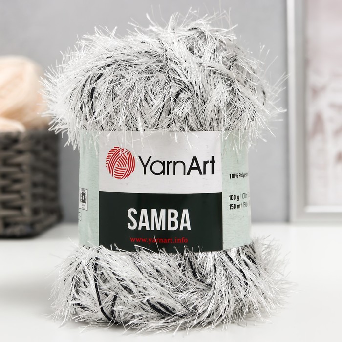 

Пряжа Samba 100% полиэстер 150м/100гр (А 64 белобурка), Белый