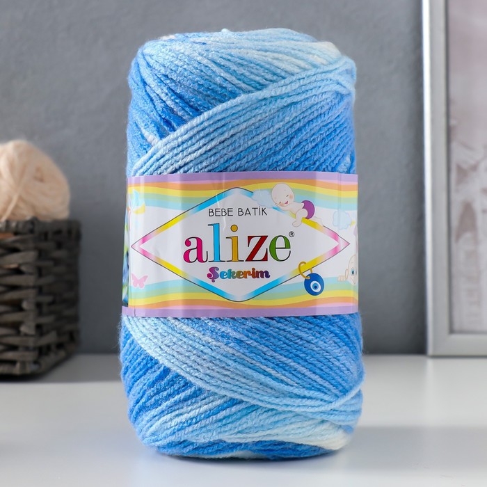 

Пряжа Alize Sekerim batik 100% акрил 320м/100гр 3481, Голубой