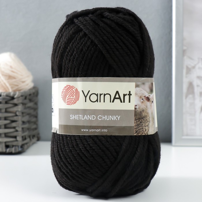 

Пряжа Shetland Chunky 50% акрил, 50% шерсть 150м/100гр (602 чёрный), Черный