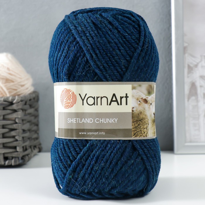 

Пряжа Shetland Chunky 50% акрил, 50% шерсть 150м/100гр (633 морской), Синий