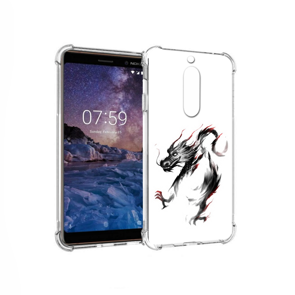 

Чехол MyPads Tocco для Nokia 7 черный дракон (PT95887.123.690), Прозрачный, Tocco