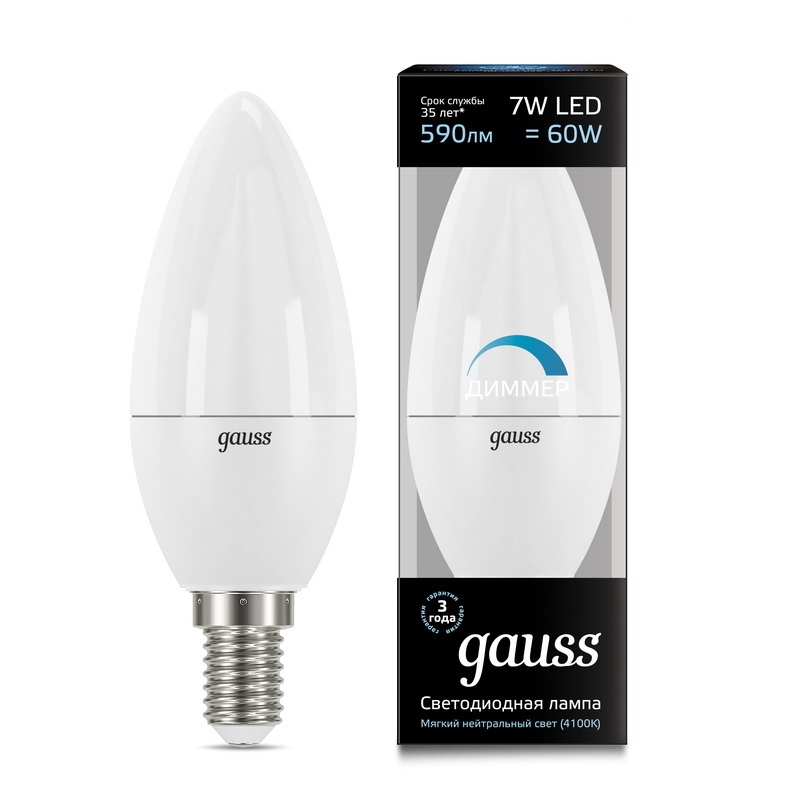 

Лампа Gauss LED Candle-dim E14 7W 4100К диммируемая 103101207-D Gauss 1409609