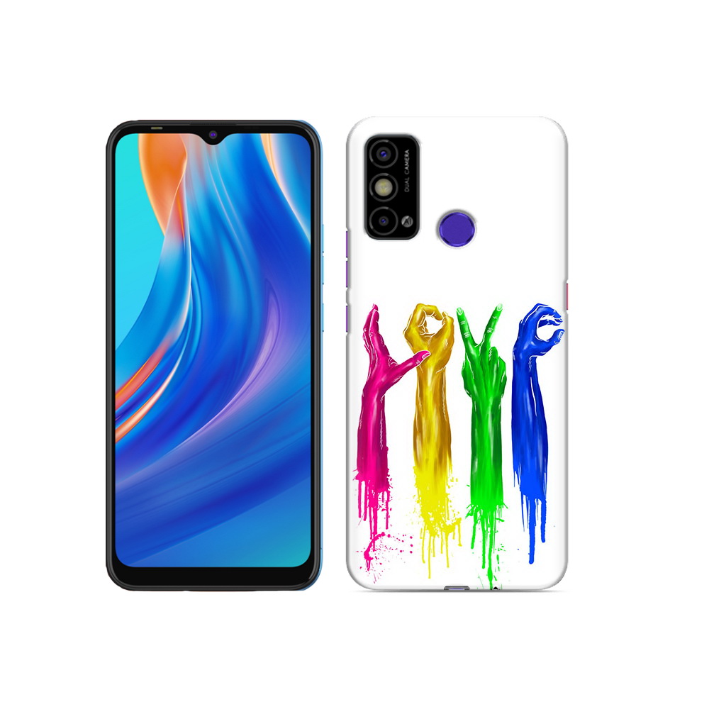 

Чехол MyPads Tocco для Tecno Spark Go яркие руки love, Прозрачный, Tocco