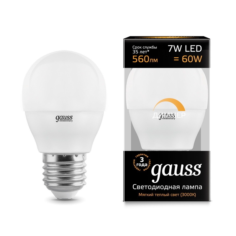 

Лампа Gauss LED Globe-dim E27 7W 3000К диммируемая 105102107-D Gauss 1409606