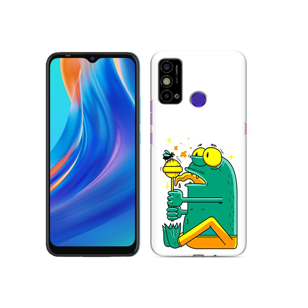 

Чехол MyPads Tocco для Tecno Spark Go Зеленая лягушка с чупа чупсом, Прозрачный, Tocco