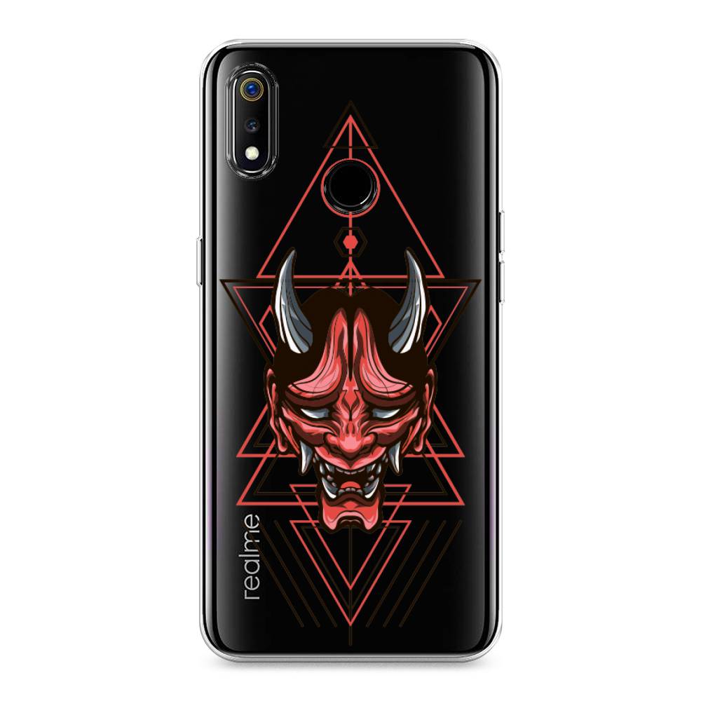 

Чехол на Realme 3 "Hanya Oni mask", Серый;красный;черный, 251050-4