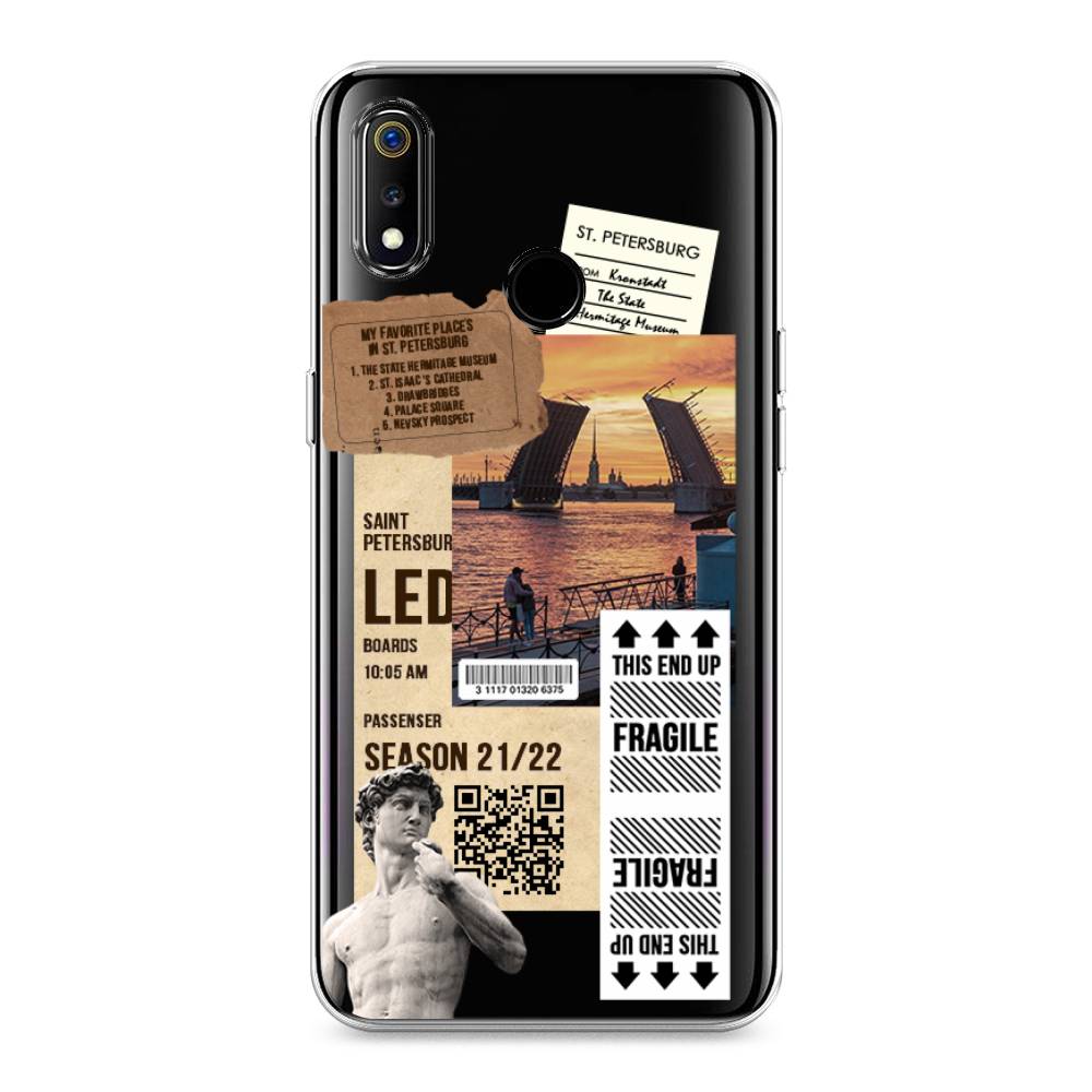 

Чехол на Realme 3 "Санкт-Петербург коллаж", Коричневый;бежевый;белый, 251050-6