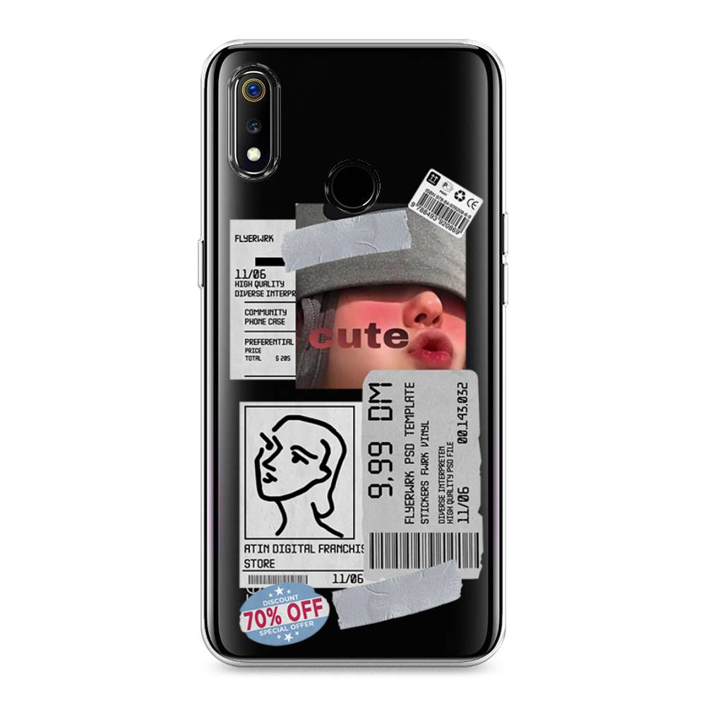 

Чехол на Realme 3 "Cute girl collage", Розовый;серый;голубой, 251050-6