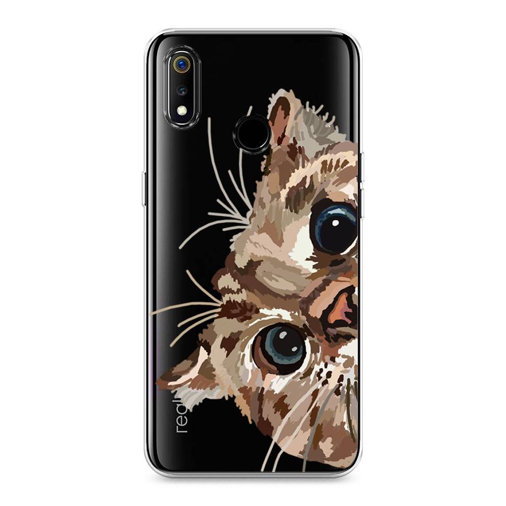 

Чехол на Realme 3 "Любопытный кот", Коричневый;синий;черный, 251050-1