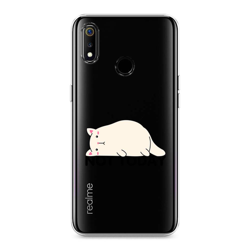 

Чехол на Realme 3 "Cat not today", Белый;розовый;черный, 251050-1