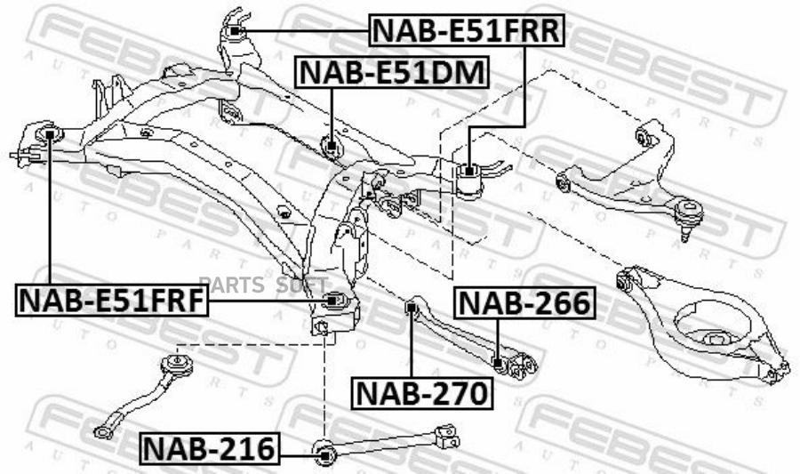 

С-Б. Подрамника Пер. Nissan Elgrand E51 2002.05-2010.08 [Jp] Febest арт. NAB-E51FRF