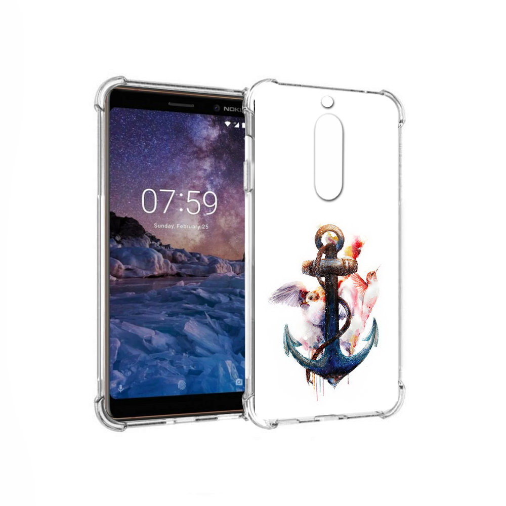 

Чехол MyPads Tocco для Nokia 7 якорь с птицами (PT95887.123.703), Прозрачный, Tocco