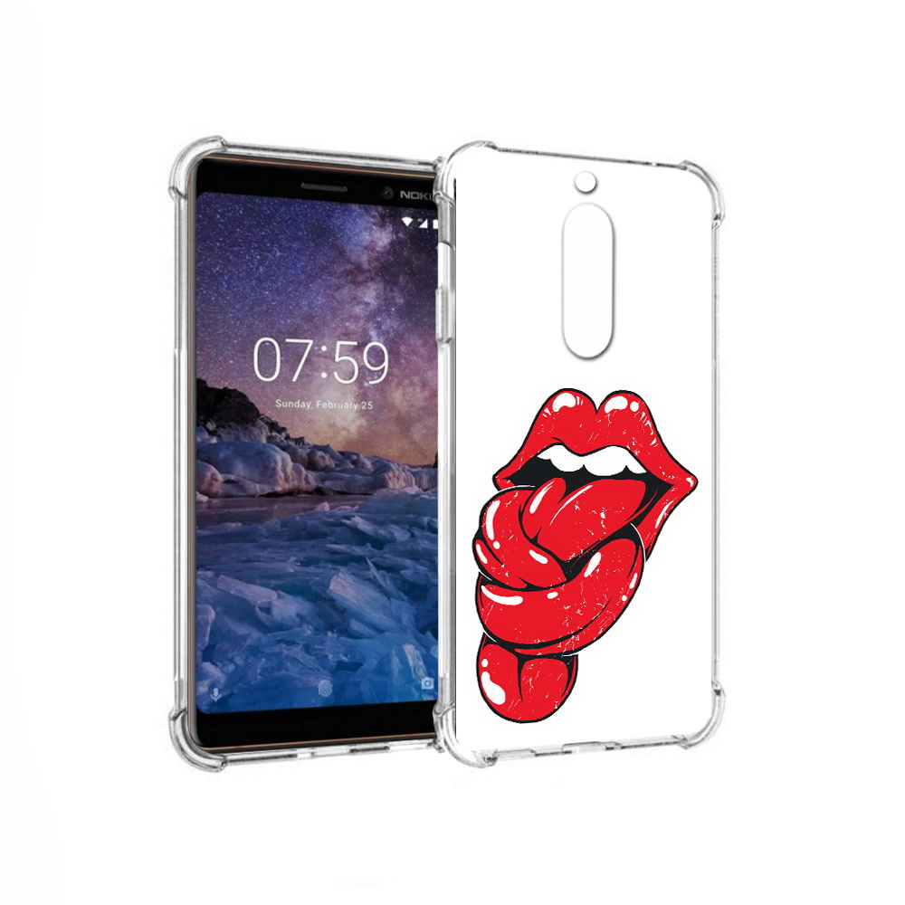 

Чехол MyPads Tocco для Nokia 7 яркие губы с языком (PT95887.123.705), Прозрачный, Tocco