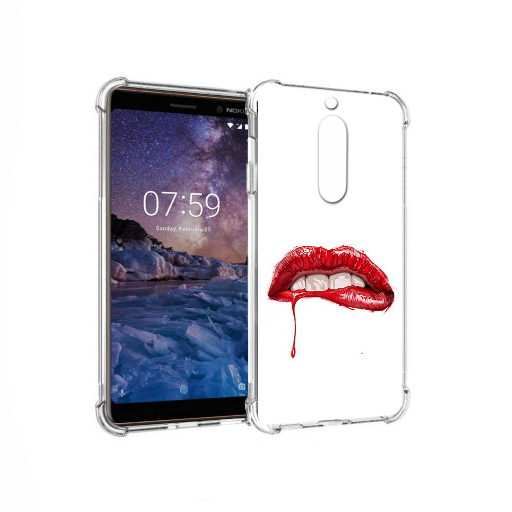 

Чехол MyPads Tocco для Nokia 7 яркие красные губы (PT95887.123.706), Прозрачный, Tocco