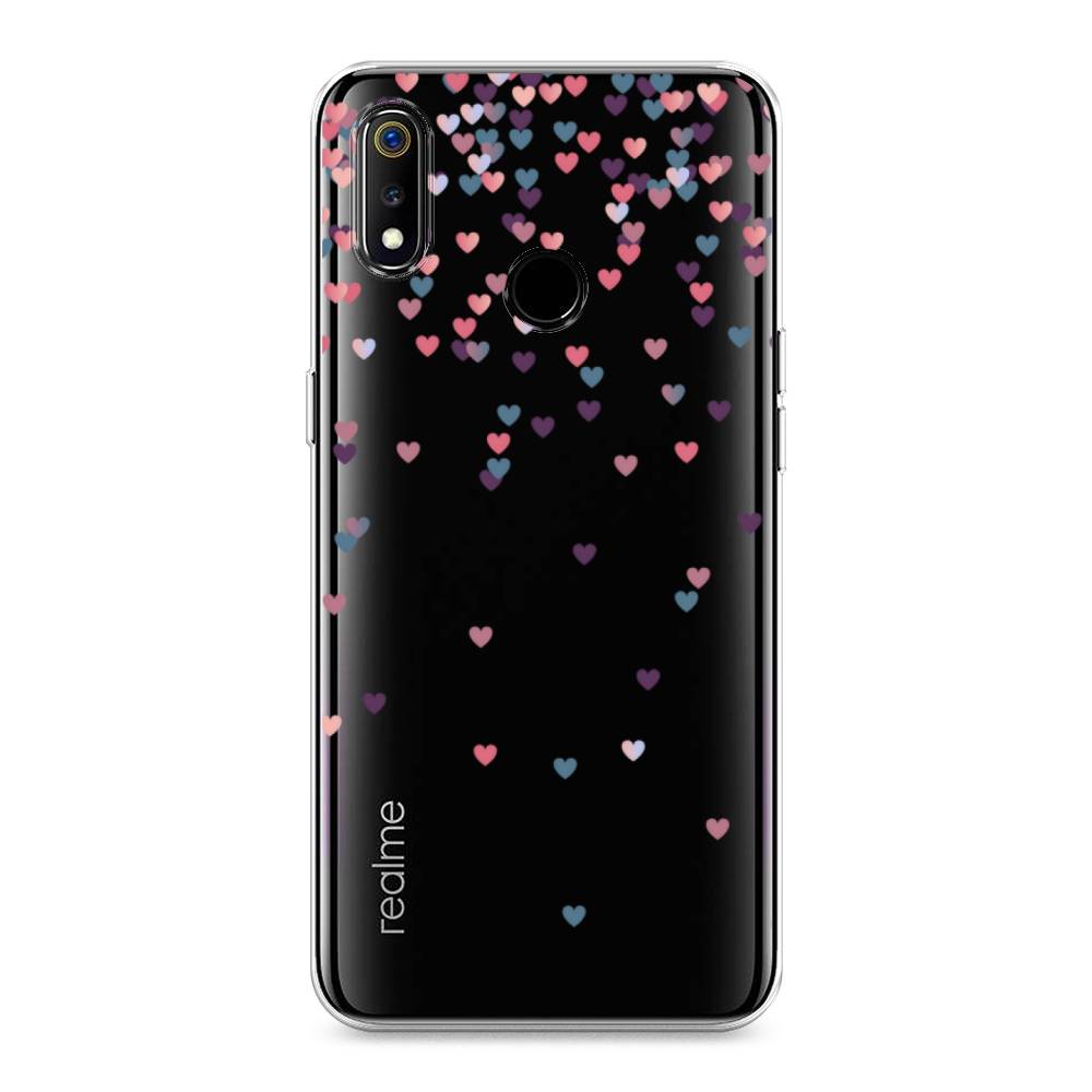 

Чехол на Realme 3 "Посыпка сердечки", Розовый;фиолетовый, 251050-3