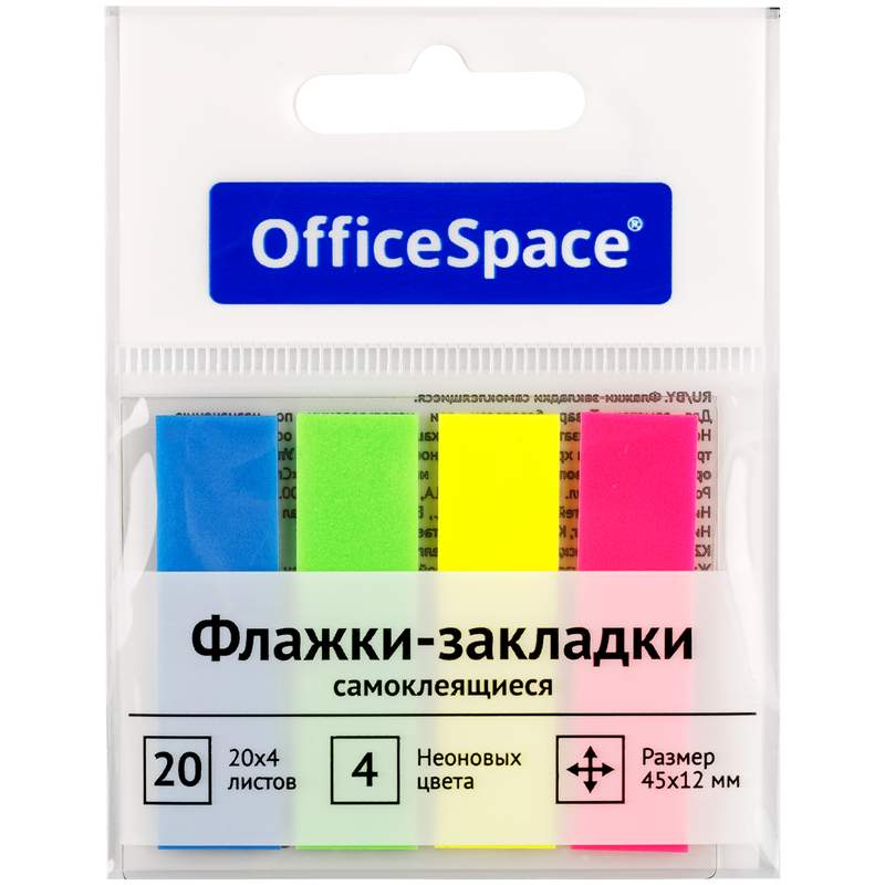 

Флажки-закладки Officespace, арт. 314711, 4 блоков по 20 листов, 24 уп., Разноцветный