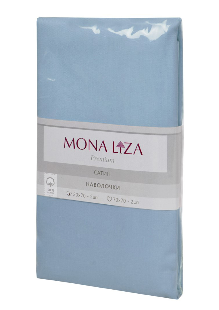 фото Наволочки mona liza premium 70x70 см сатин blue 2 шт