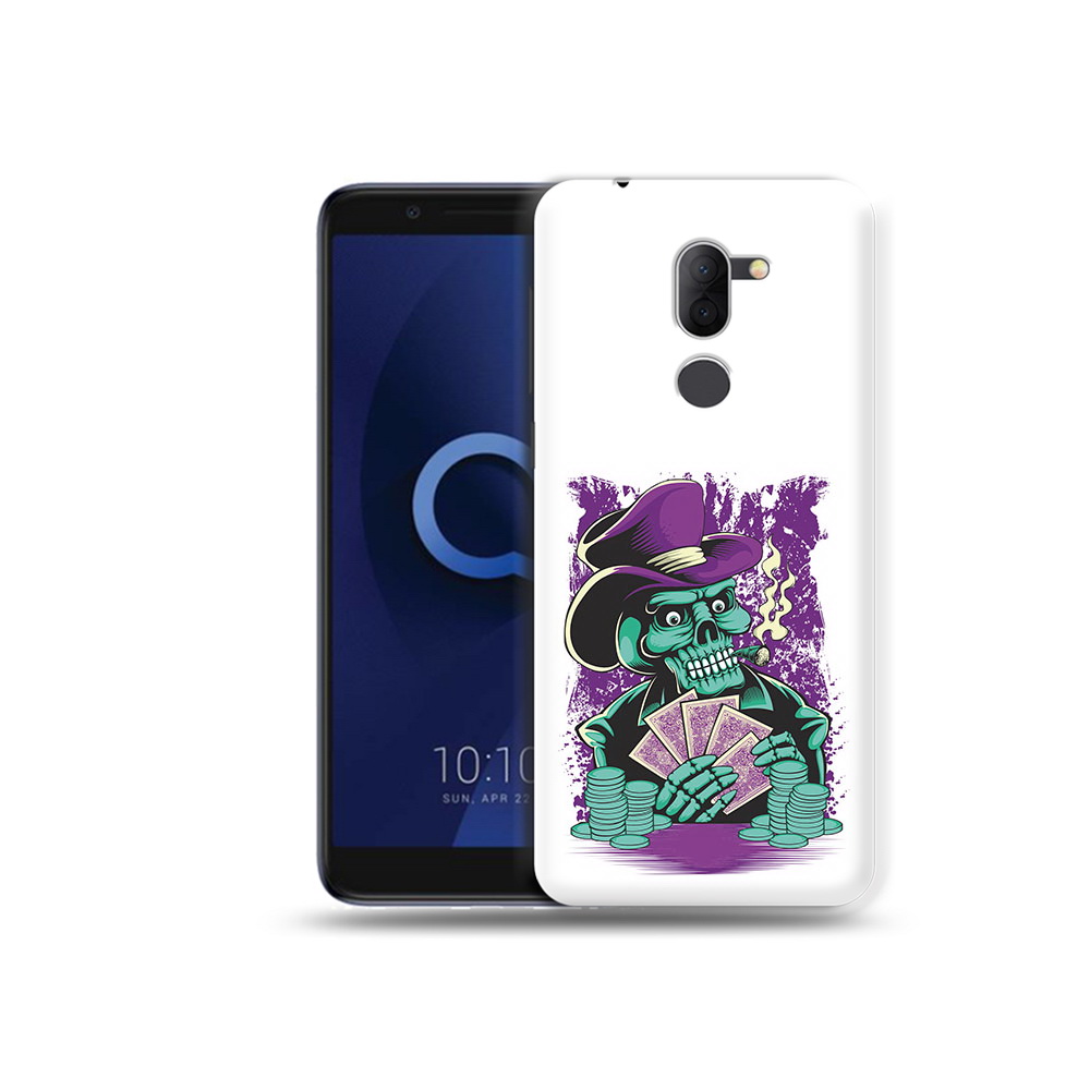 

Чехол MyPads Tocco для Alcatel 3X зеленый череп с картами (PT112114.674.361), Прозрачный, Tocco