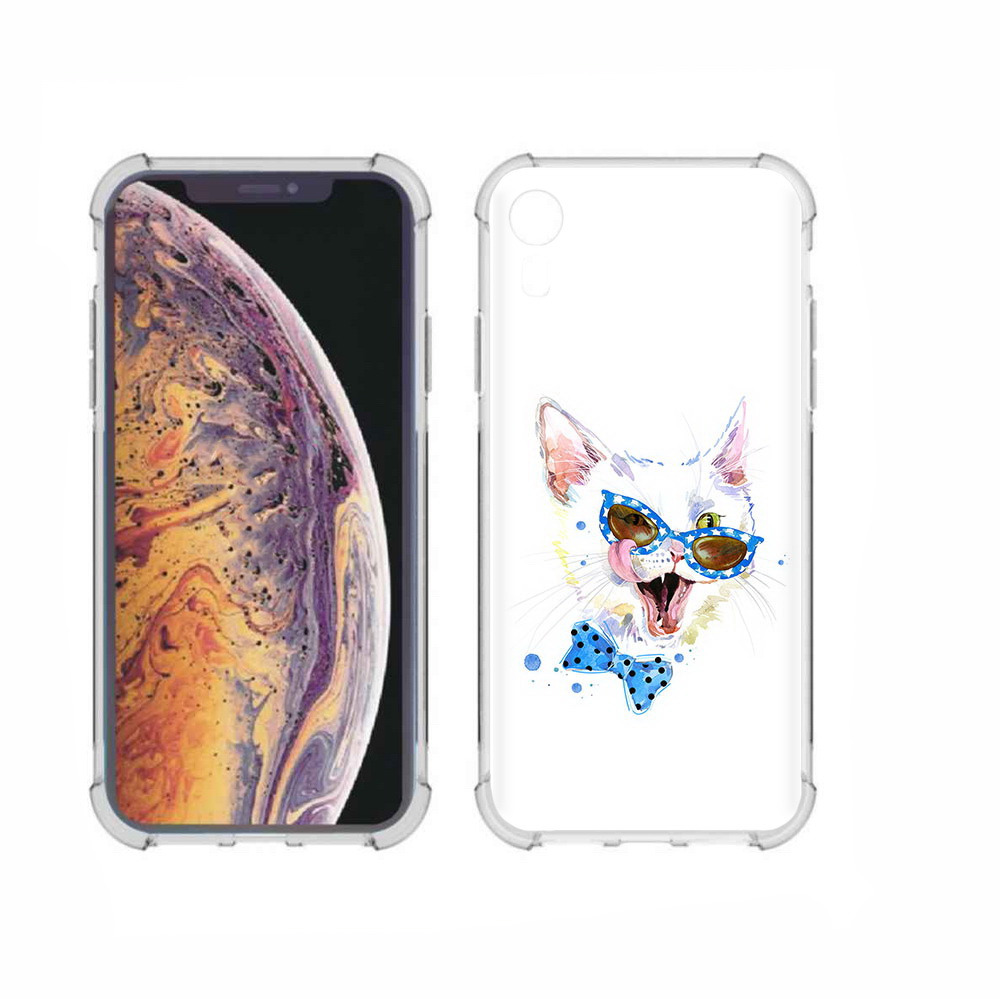 

Чехол MyPads Tocco для Apple iPhone XR белый кот, Прозрачный, Tocco