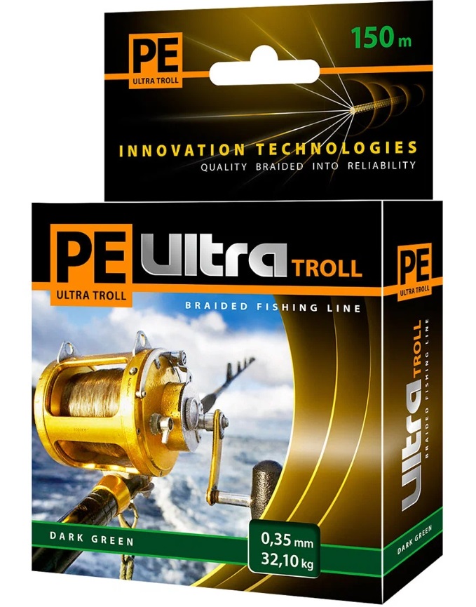 

Плетеный шнур PE ULTRA TROLL Dark Green 150 m, Зеленый, PE ULTRA TROLL