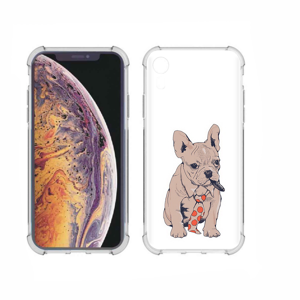 

Чехол MyPads Tocco для Apple iPhone XR бульдог с сигарой, Прозрачный, Tocco