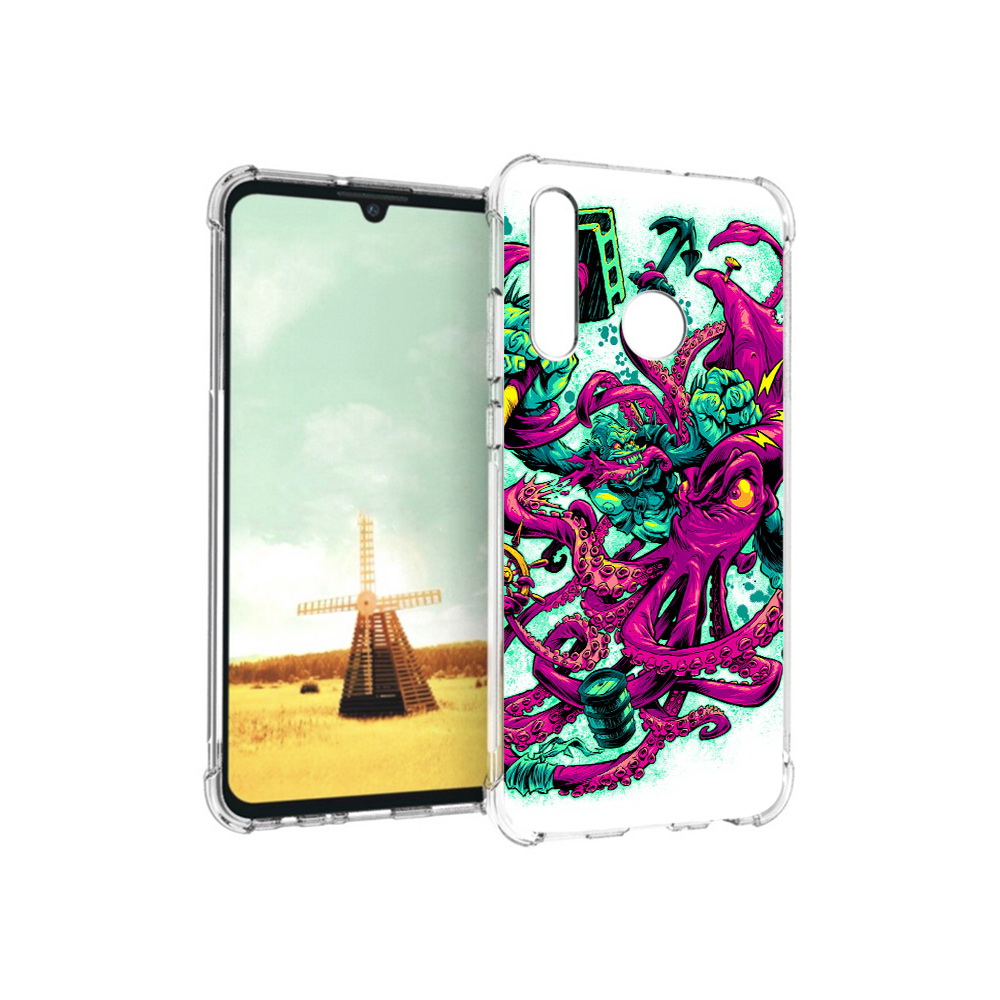 

Чехол MyPads Tocco для Huawei P Smart+ фиолетовый кракен, Прозрачный, Tocco