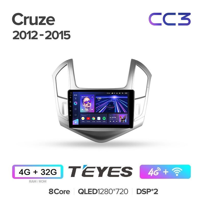 Автомобильная магнитола Teyes CC3 4/32Гб Chevrolet Cruze рестайлинг 2012 - 2015 ANDROID