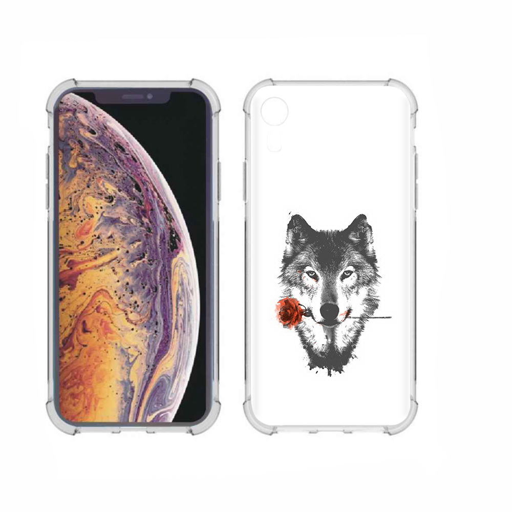 

Чехол MyPads Tocco для Apple iPhone XR волк с розой, Прозрачный, Tocco
