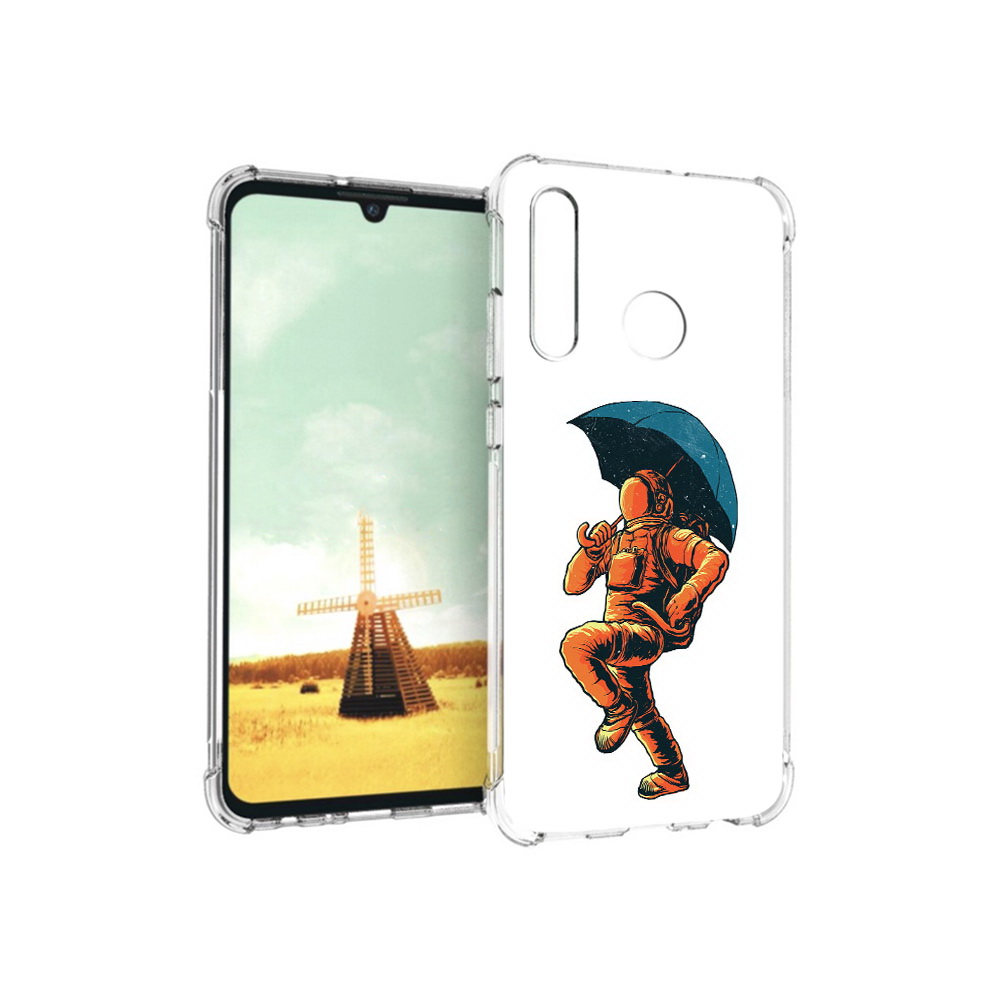 Чехол MyPads Tocco для Huawei P Smart+ шагающий космонавт с зонтом